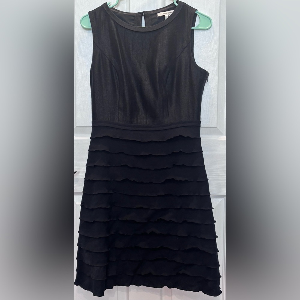 Max & Cleo size 4 Black tiered ruffle cocktail dress.